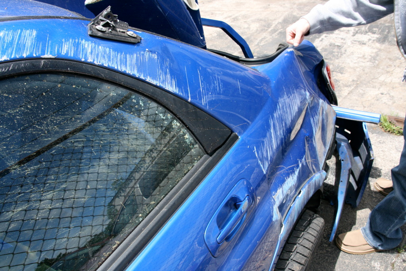 Illustration for article titled Subaru STI Hits Two Trees At Speed, Flips Twice, Everyone Survives!